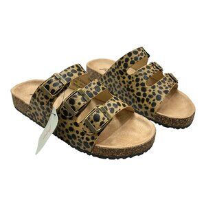 Jeossy Milan Sandals Womens 5.5 ‎ Arizona Black Leopard Print Slip On Strappy